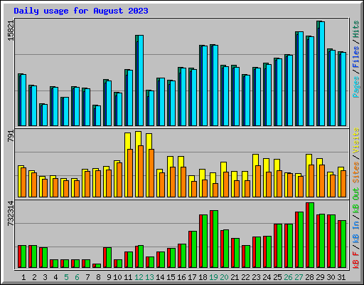 Daily usage for August 2023