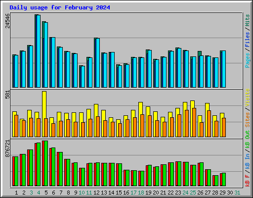 Daily usage for February 2024