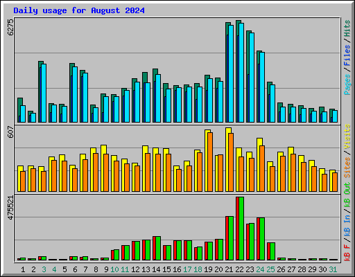 Daily usage for August 2024